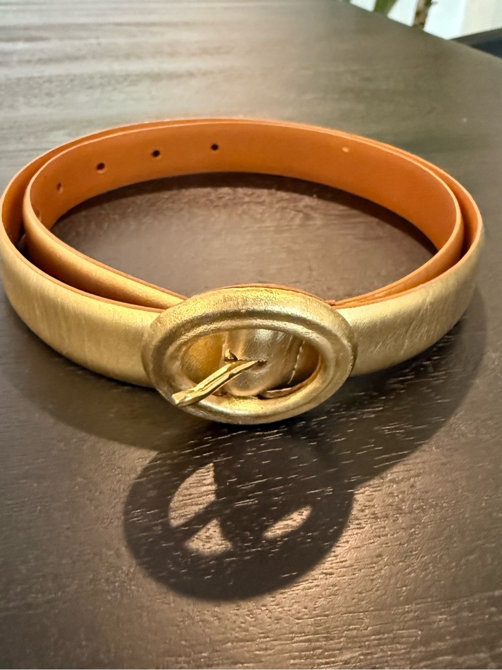 Vintage Lauren Ralph Lauren Gold Wrapped Buckle Leather Belt